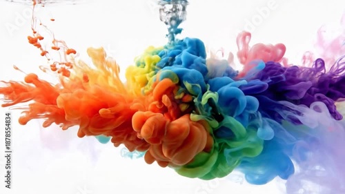 Colorful Ink Explosion in Water Creates Stunning Abstract Art.