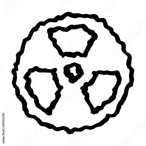 Hand drawn radiation sign Nuclear radiation hazard symbol Radioactive danger warning sign clipart in doodle style Nuclear safety Radioactive waste Single element for print, web, design, decor