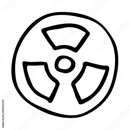 Hand drawn radiation sign Nuclear radiation hazard symbol Radioactive danger warning sign clipart in doodle style Nuclear safety Radioactive waste Single element for print, web, design, decor
