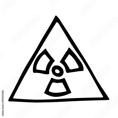 Hand drawn radiation sign Nuclear radiation hazard symbol Radioactive danger warning sign clipart in doodle style Nuclear safety Radioactive waste Single element for print, web, design, decor