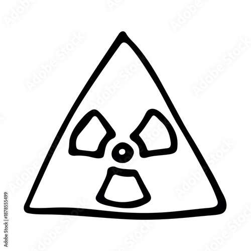 Hand drawn radiation sign Nuclear radiation hazard symbol Radioactive danger warning sign clipart in doodle style Nuclear safety Radioactive waste Single element for print, web, design, decor