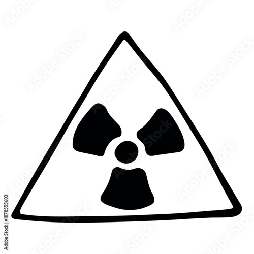 Hand drawn radiation sign Nuclear radiation hazard symbol Radioactive danger warning sign clipart in doodle style Nuclear safety Radioactive waste Single element for print, web, design, decor