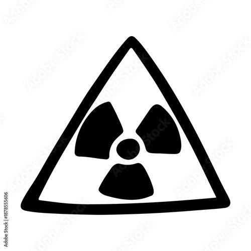 Hand drawn radiation sign Nuclear radiation hazard symbol Radioactive danger warning sign clipart in doodle style Nuclear safety Radioactive waste Single element for print, web, design, decor