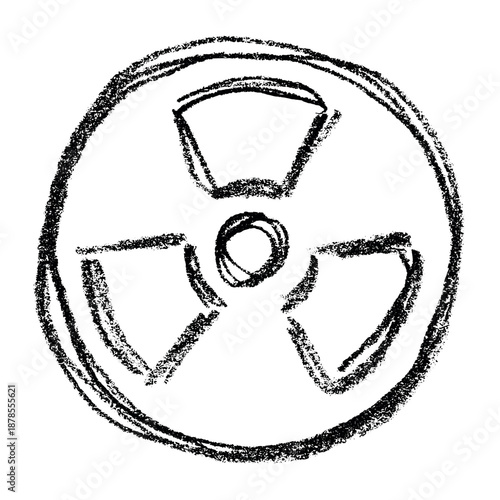 Hand drawn radiation sign Nuclear radiation hazard symbol Radioactive danger warning sign clipart in doodle style Nuclear safety Radioactive waste Single element for print, web, design, decor