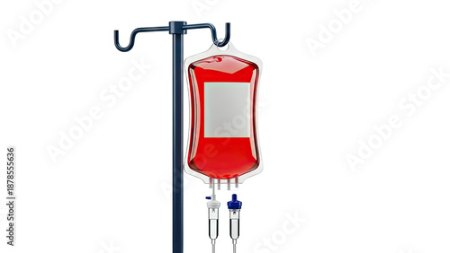 Blood IV Bag Hanging on Stand