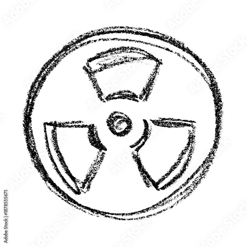 Hand drawn radiation sign Nuclear radiation hazard symbol Radioactive danger warning sign clipart in doodle style Nuclear safety Radioactive waste Single element for print, web, design, decor
