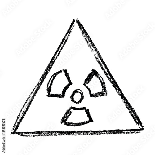 Hand drawn radiation sign Nuclear radiation hazard symbol Radioactive danger warning sign clipart in doodle style Nuclear safety Radioactive waste Single element for print, web, design, decor