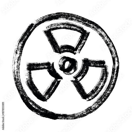 Hand drawn radiation sign Nuclear radiation hazard symbol Radioactive danger warning sign clipart in doodle style Nuclear safety Radioactive waste Single element for print, web, design, decor