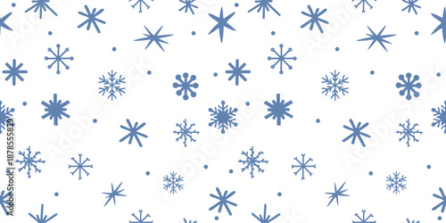 Winter snowflake seamless pattern in soft blue palette