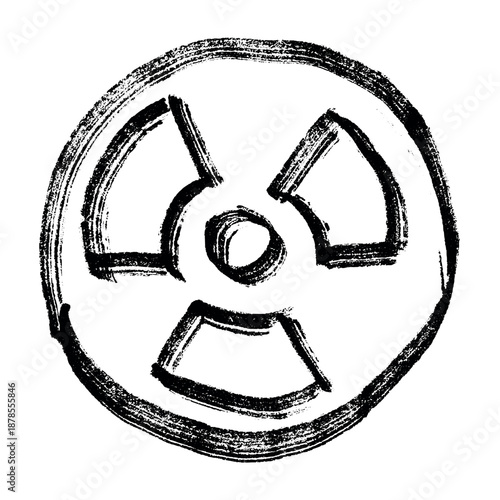 Hand drawn radiation sign Nuclear radiation hazard symbol Radioactive danger warning sign clipart in doodle style Nuclear safety Radioactive waste Single element for print, web, design, decor