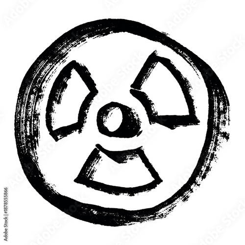 Hand drawn radiation sign Nuclear radiation hazard symbol Radioactive danger warning sign clipart in doodle style Nuclear safety Radioactive waste Single element for print, web, design, decor