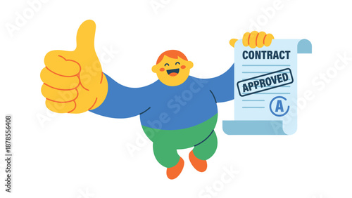 Approved Contract: Illustration of a Man with Thumbs Up
