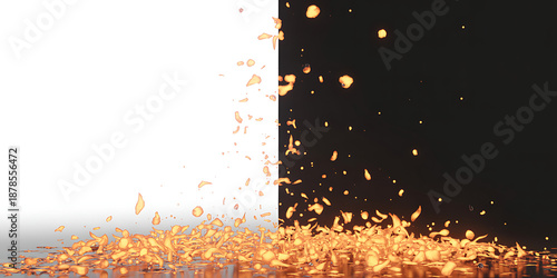 Artistic fluid acrylic background featuring deep red and teal blue color mix, abstract marble pattern with small orange oil droplets and flowing waves.