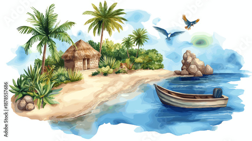 Bonito eco-tourism. Bonito eco-tourism hand drawn watercolor illustration