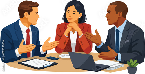 Team Negotiation Interaction - Professional Business Partnership Discussion featuring Executive Collaboration, Strategic Corporate Agreement, Boardroom Deal Negotiation