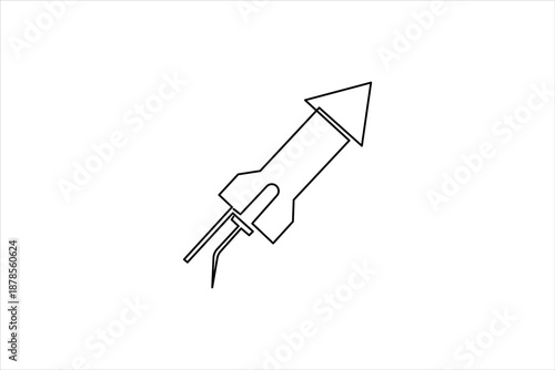 Continuous one line art Rocket drawing of spacecraft launch, startup, innovation vector illustration