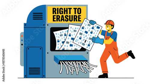 Right to Erasure Concept: Worker Shredding Data