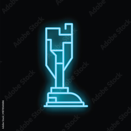 Glowing neon line vacuum cleaner icon isolated on black background. 4k ultra hd video footage motion graphic animation