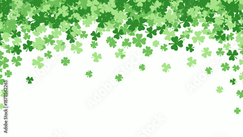 Falling Green Clover Leaves Pattern on White Background for Saint Patrick's Day