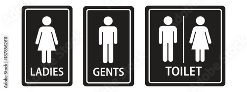 Toilet icons set. Men and women restroom icon sign right arrow. Disabled wheelchair icon. Vector Illustration