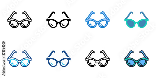Sunglasses icons set multiple style collection. Editable stroke 
