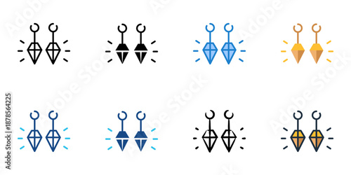 Earrings icons set multiple style collection. Editable stroke 
