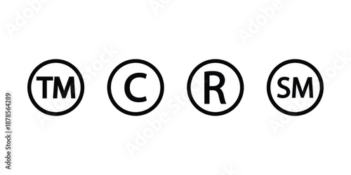 Trademark copyright registered trademark and service mark symbols as a silhouette