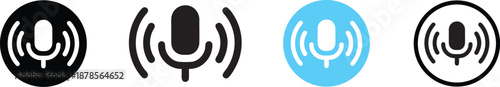 Microphone Icon. voice icon symbol buttons. Podcast microphone symbol isolated on transparent background.