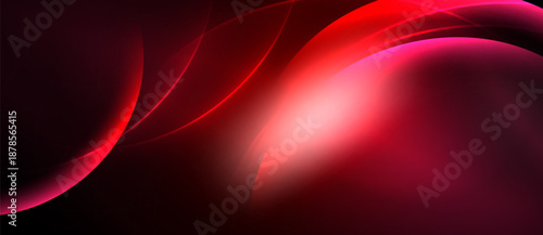 Abstract red curves flow across black background. Smooth shapes create dynamic, modern visual impact. Light reflects, adding depth.