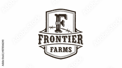 Frontier Farms Vintage Logo Design Element.
