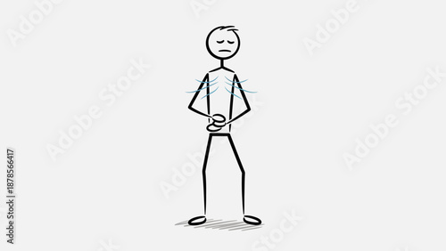 Caring Adult Stick Figure Guiding Child Stick Figure with a Gentle Hand on Shoulder, Isolated Black Background