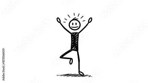 Caring Adult Stick Figure Guiding Child Stick Figure with a Gentle Hand on Shoulder, Isolated Black Background