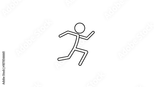 Energetic Stick Figure Person Running Fast on an Isolated White Background