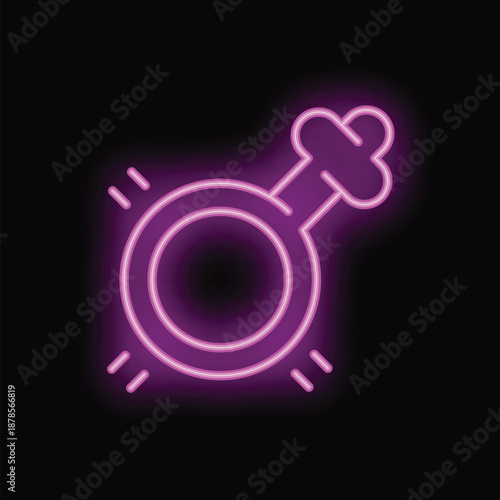 Purple neon tube representing the transgender symbol glowing on a black background
