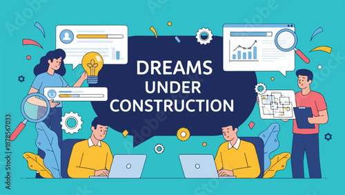 Dreams Under Construction Business Concept Vector Illustration