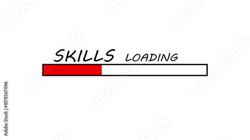 Skills development loading bar concept for career growth, learning progress and professional training performance visualization