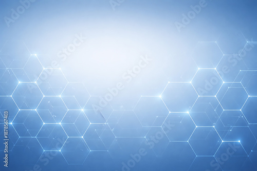 Abstract Hexagon Technology Network Background with Blue Gradient