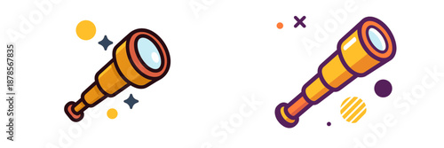 Colorful vector illustrations of telescopes with a dynamic design