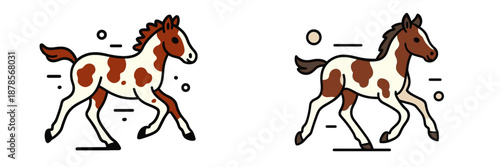 Running horses illustrated in vector style on a white background