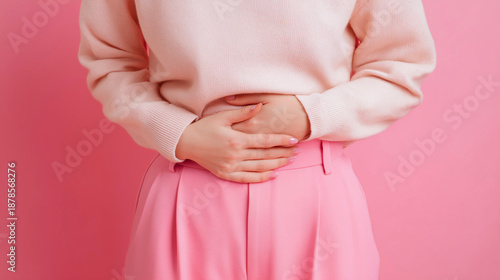 Wallpaper Mural Woman in Casual Clothes Holding Abdomen with Menstrual Pain Torontodigital.ca