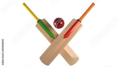 Isolated wooden red and green pencils and yellow chopsticks are colorful art tools and food instruments on a white background