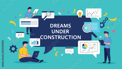 Dreams Under Construction Business Concept Illustration