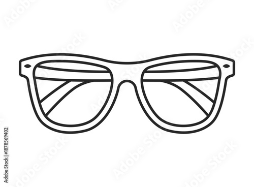 Eyewear sun protection sunglass icon in flat linear stroke style. Glasses vector illustration on isolated background. Eyeglass sign business concept.