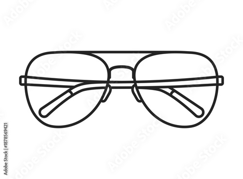 Eyewear sun protection sunglass icon in flat linear stroke style. Glasses vector illustration on isolated background. Eyeglass sign business concept.