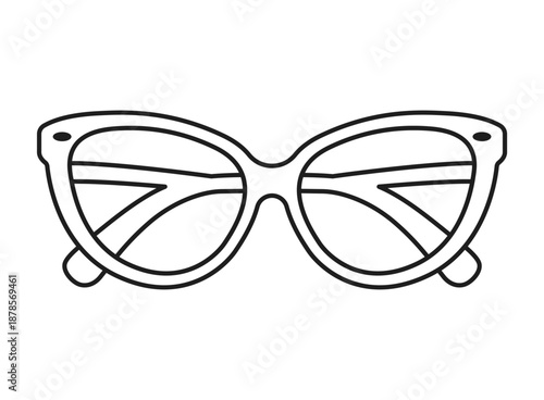 Eyewear sun protection sunglass icon in flat linear stroke style. Glasses vector illustration on isolated background. Eyeglass sign business concept.
