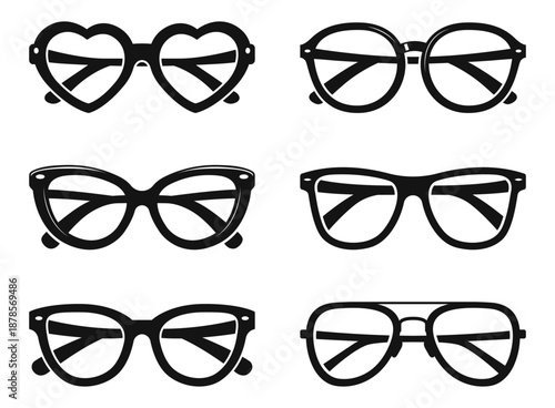 Eyewear sun protection sunglass icon set collection in flat style. Glasses vector illustration on isolated background. Eyeglass sign business concept.