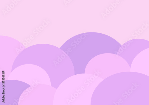 Pink round mountains with blooming cherry blossoms
