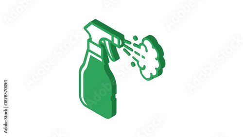 Green Spray Bottle Dispensing Cleaning Solution.