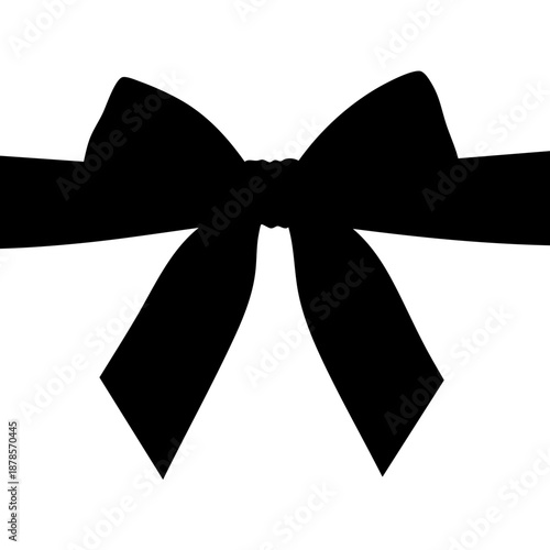 Elegant black bow, a symbol of gift and celebration. This bow is an isolated object on its own