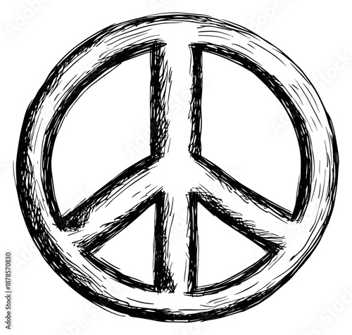 Hand drawn illustration of a peace symbol depicting a message of peace and harmony for global concepts